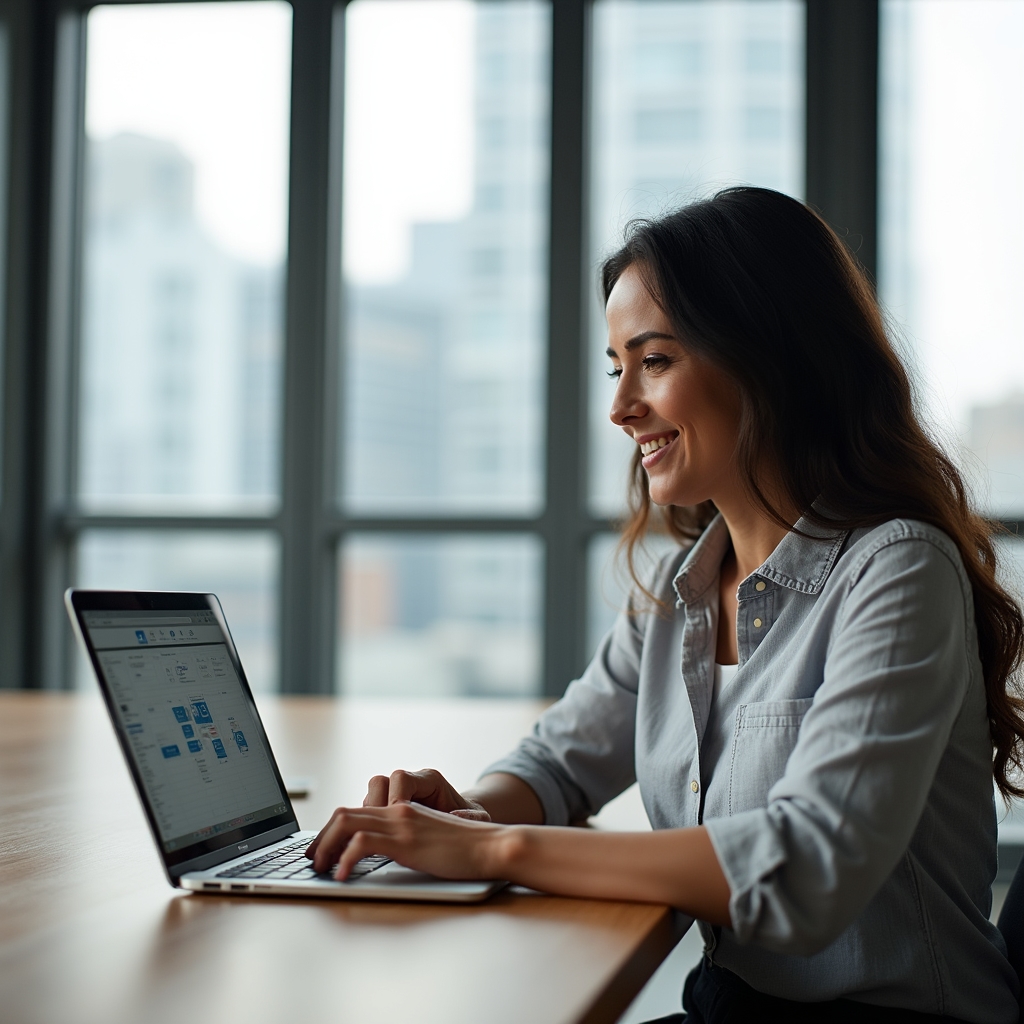 Marketer reviewing a content distribution schedule across email, LinkedIn, and newsletter channels on a laptop
